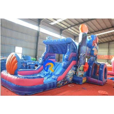 Parque acuático subterráneo inflable con tobogán Unisex Casa de salto de la sirena azul y piscina grande