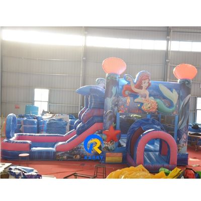 Parque acuático subterráneo inflable con tobogán Unisex Casa de salto de la sirena azul y piscina grande