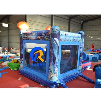 Parque acuático subterráneo inflable con tobogán Unisex Casa de salto de la sirena azul y piscina grande