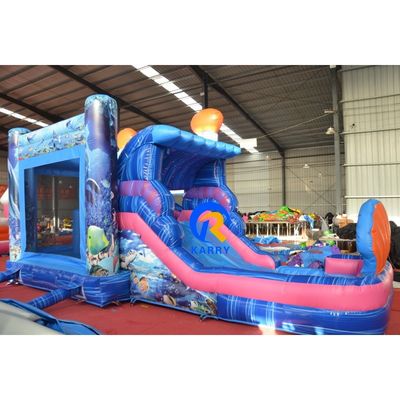 Parque acuático subterráneo inflable con tobogán Unisex Casa de salto de la sirena azul y piscina grande
