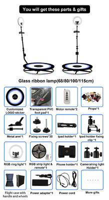 48h Rápido envío DHL 360 Video Photobooth con espejo mágico LED y caja para iPad 115cm