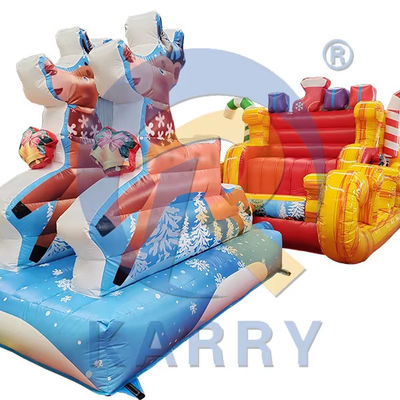 Blower incluido Pvc comercial inflables Santa sleigh selfie con renos para la fiesta
