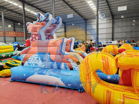Blower incluido Pvc comercial inflables Santa sleigh selfie con renos para la fiesta