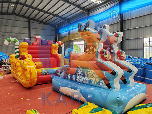 Blower incluido Pvc comercial inflables Santa sleigh selfie con renos para la fiesta