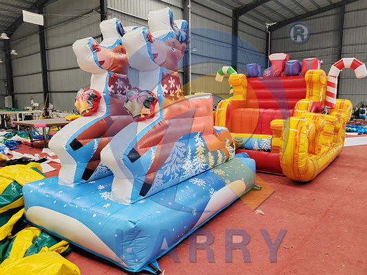 Blower incluido Pvc comercial inflables Santa sleigh selfie con renos para la fiesta