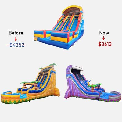 Deslizador de agua inflable personalizable con piscina Impresión digital de lona de PVC de 0.55 mm
