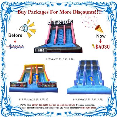 Deslizador de agua inflable personalizable con piscina Impresión digital de lona de PVC de 0.55 mm