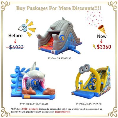 Deslizador de agua inflable personalizable con piscina Impresión digital de lona de PVC de 0.55 mm