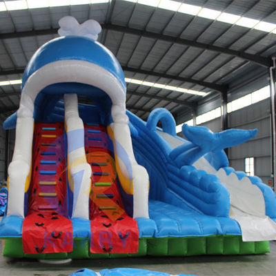 PVC portátil 0,55 mm Tarpaulin tobogán de agua inflable con piscinas y juguetes de pelota de natación