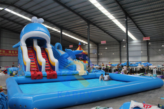 PVC portátil 0,55 mm Tarpaulin tobogán de agua inflable con piscinas y juguetes de pelota de natación