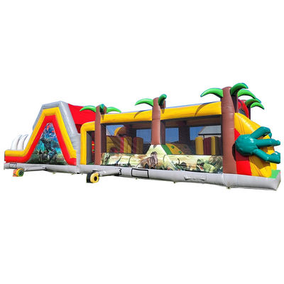 Unisex Comercial Inflatable Jurassic Dinosaur Curso de Obstáculos para Niños y Adultos