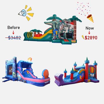 Entretenimiento al aire libre comercial Inflable PVC Casa de salto con tobogán de agua