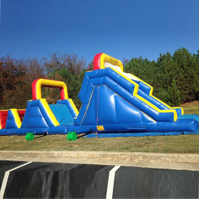 Características PORTABLE Curso de obstáculos inflable comercial con combinación de pared de escalada en roca