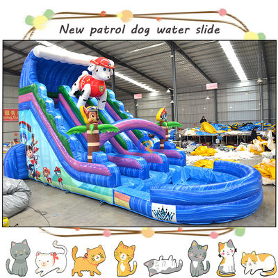 Entreten a los niños con patrullas de patas 3D, tobogán de agua inflable y diseño de doble carril de la piscina