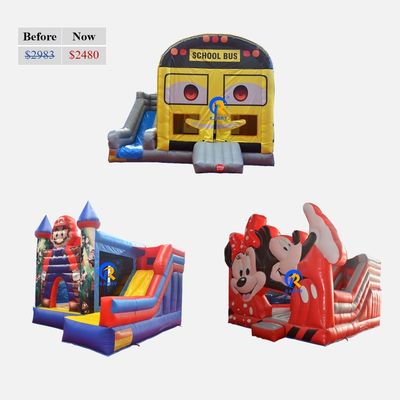 Alquiler de fiestas Trampolín inflables para niños Castillo de salto con tobogán y accesorios