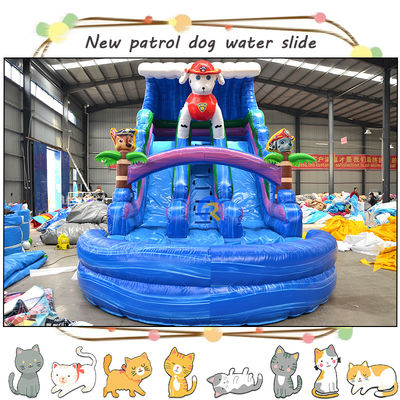 Entreten a los niños con patrullas de patas 3D, tobogán de agua inflable y diseño de doble carril de la piscina