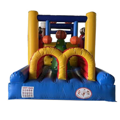 Juego de deportes de pelota unisex pista de tierra campo de obstáculos inflable con casa de rebote y tobogán
