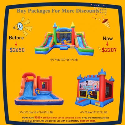 Alquiler de fiestas Trampolín inflables para niños Castillo de salto con tobogán y accesorios