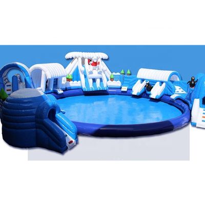 Parque acuático inflable de diseño personalizado con piscina grande y tobogán acuático