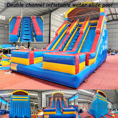 Juegos inflables para niños Alquiler de fiestas comerciales PVC doble carril tobogán de agua inflables