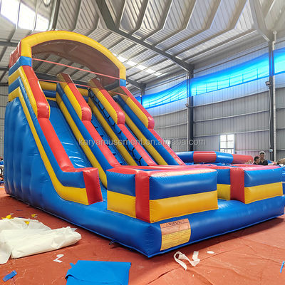 Juegos inflables para niños Alquiler de fiestas comerciales PVC doble carril tobogán de agua inflables