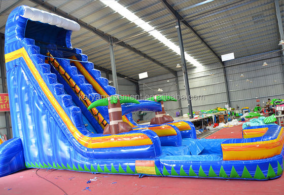 Impresión digital 23 pies de altura azul mármol fantasía tobogán de agua inflables juegos para alquiler