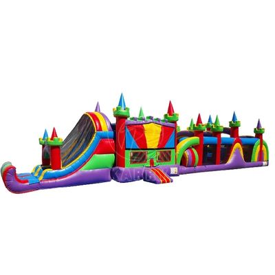 Curso de obstáculos y tobogán de PVC comercial para salto inflable