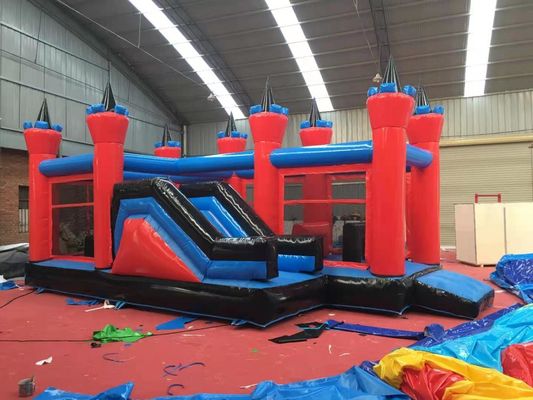 Curso de obstáculos y tobogán de PVC comercial para salto inflable