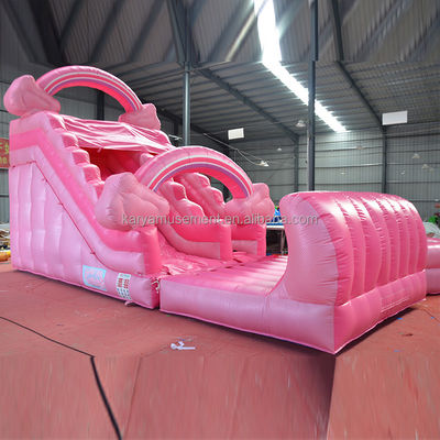 Niñas Pink Inflatable 26 pies Piscina de tobogán de agua Perfecto para el alquiler comercial y diversión