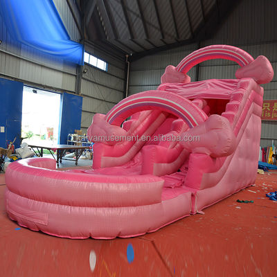 Niñas Pink Inflatable 26 pies Piscina de tobogán de agua Perfecto para el alquiler comercial y diversión