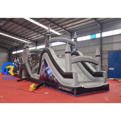 Características PORTABLE Cinza y Negro Curso de obstáculos inflable con soplador 18x3.5m personalizado