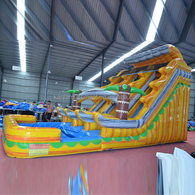 Sinfonía amarilla de mármol Piscina de toboganes de agua inflable Doble para ocasión comercial