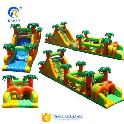 Características PORTABLE Cinza y Negro Curso de obstáculos inflable con soplador 18x3.5m personalizado