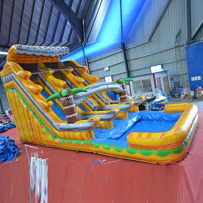 Sinfonía amarilla de mármol Piscina de toboganes de agua inflable Doble para ocasión comercial