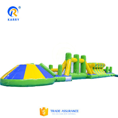 Certificado CE 16m Aqua Run Course Obstáculo Diseño de colores personalizado para parque acuático