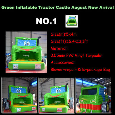Carril doble Casa de salto blanco Tractor Air Bouncer Deslizador de agua inflable listo para el envío