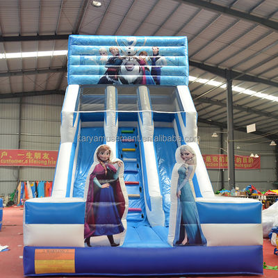 Carril doble Casa de salto blanco Tractor Air Bouncer Deslizador de agua inflable listo para el envío