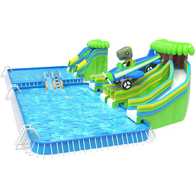 Precios comerciales del agua Parque acuático inflable para adultos con impresión digital y 2 piscinas