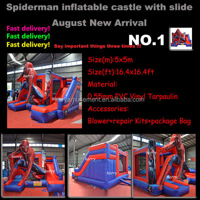 Unisex Kids Castle Play House con diapositiva Spiderman Commercial Inflable Castillo Rebobina