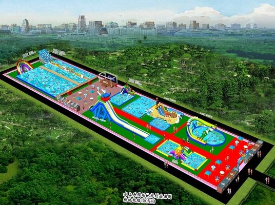 Impresión digital de logotipo / patrón de tamaño personalizado Parque acuático inflable para parque de diversiones