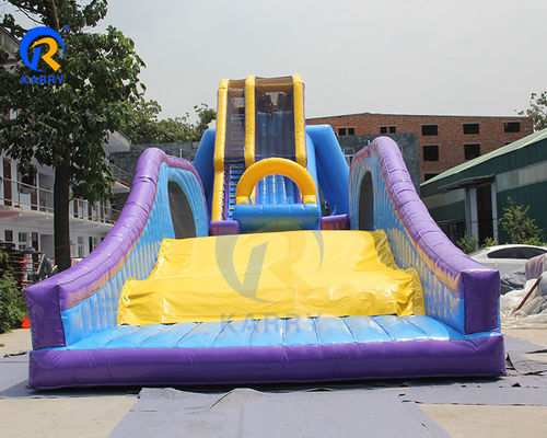 Gran curso de obstáculos inflables azules popular agua N seco tobogán de salto para niños y adultos
