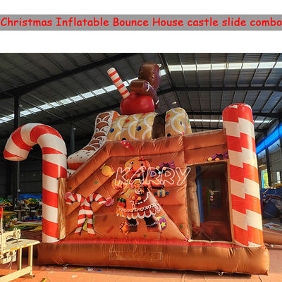 Parque de diversiones de Navidad Commercial Castillo Rebordante Curso de obstáculos de combinación tobogán seco inflable
