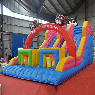 32 pies 3 osos salpicador Casa de trampolín con doble carril toboganes inflables y duradero