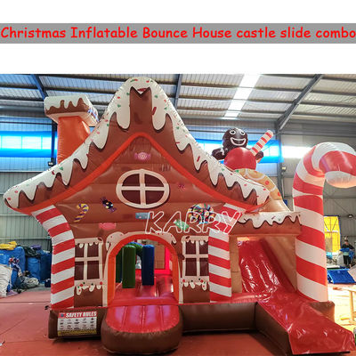 Parque de diversiones de Navidad Commercial Castillo Rebordante Curso de obstáculos de combinación tobogán seco inflable