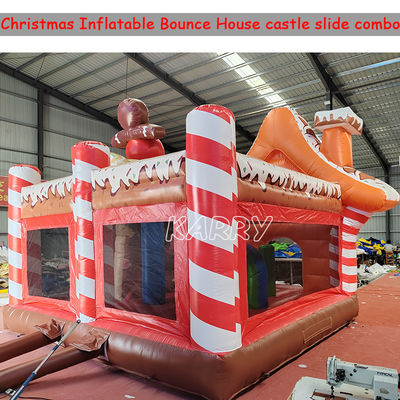 Parque de diversiones de Navidad Commercial Castillo Rebordante Curso de obstáculos de combinación tobogán seco inflable