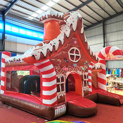 Parque de diversiones de Navidad Commercial Castillo Rebordante Curso de obstáculos de combinación tobogán seco inflable