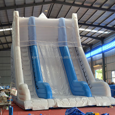 Gran montaña de nieve blanca doble deslizamiento y tobogán tobogán de agua inflable para adultos