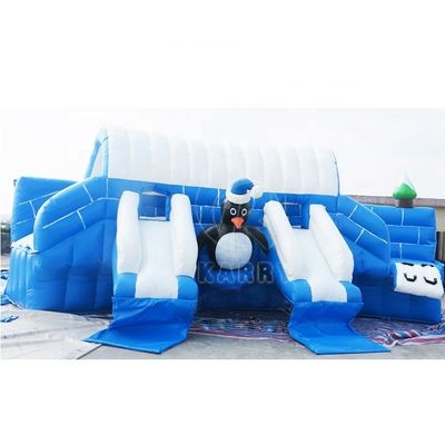 Piscina de gran tamaño Oso polar Mundo de agua inflable con toboganes de agua de tamaño personalizado