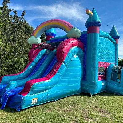 CE/EN71/EN14960 Castillo inflables para niños con área de deslizamiento y salto