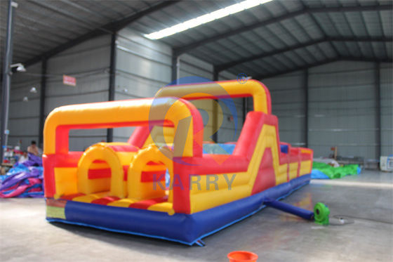 Acceptable juego de obstáculos inflables amarillo de 39 pies OEM para alquiler y reparación de kits para adultos